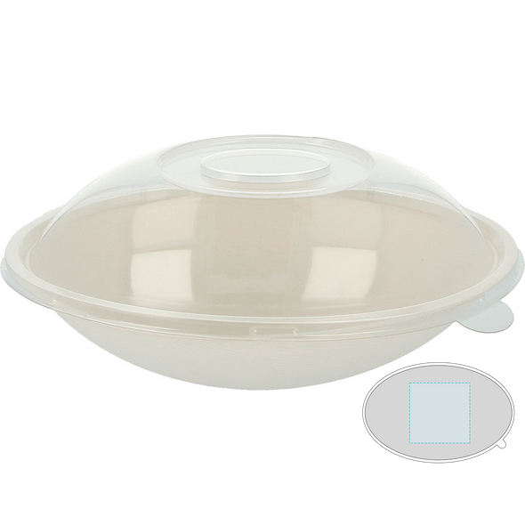 Oval Bowls with Lids "Bionic" White Bagasse
